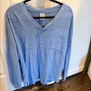 PINK Victoria's Secret Light Blue V-Neck Sweatshirt Sz M